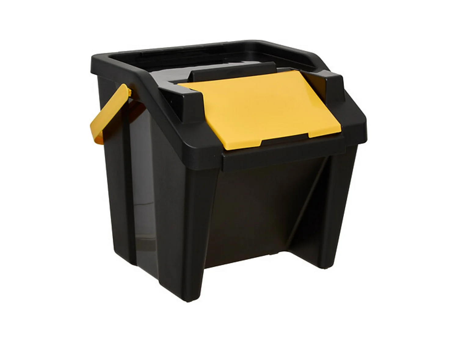 Lot de 3 poubelles de tri 3 Bacs empilables, capacité 30 l - Longueur 38,2 x Profondeur 37,6 x Hauteur 53 cm