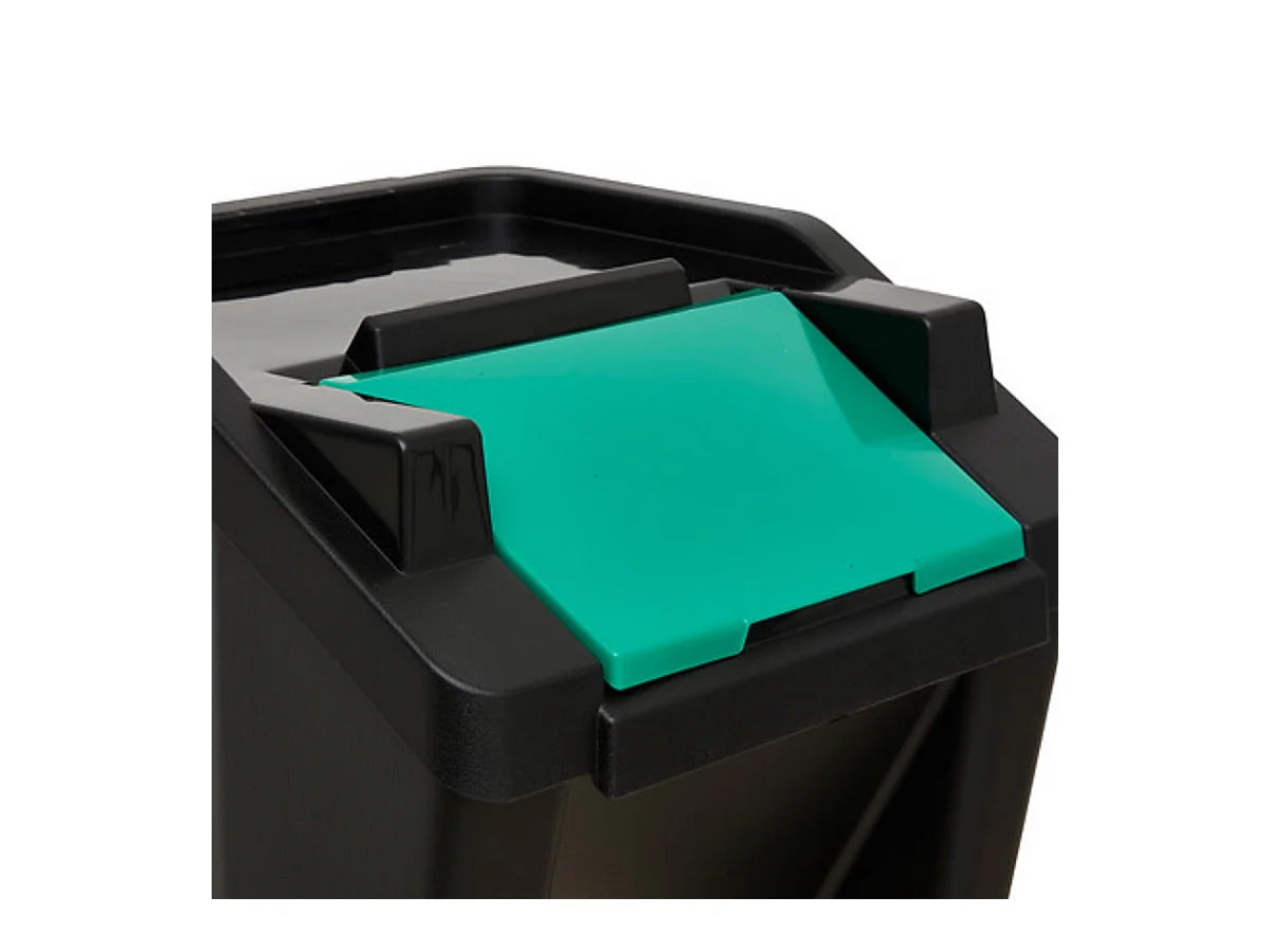 Lot de 3 poubelles de tri 3 Bacs empilables, capacité 30 l - Longueur 38,2 x Profondeur 37,6 x Hauteur 53 cm