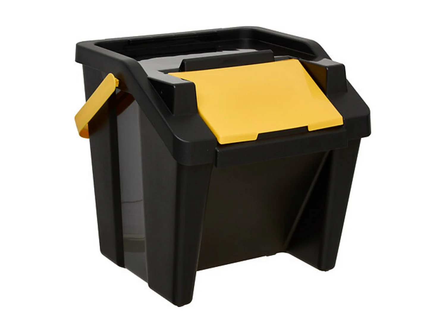 Lot de 3 poubelles de tri 3 Bacs empilables, capacité 30 l - Longueur 38,2 x Profondeur 37,6 x Hauteur 53 cm