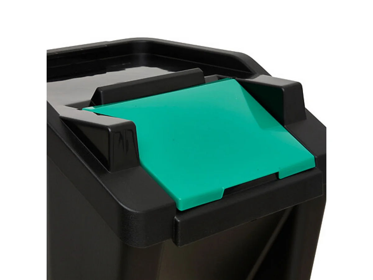 Lot de 3 poubelles de tri 3 Bacs empilables, capacité 30 l - Longueur 38,2 x Profondeur 37,6 x Hauteur 53 cm