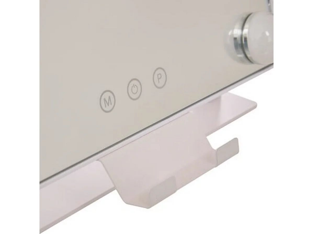 Miroir pivotant avec éclairage LED écran tactile coloris Blanc - Longueur 35 x Profondeur 7 x Hauteur 43 cm