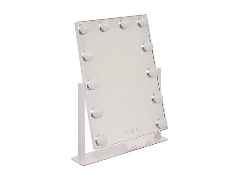 Miroir pivotant avec éclairage LED écran tactile coloris Blanc - Longueur 35 x Profondeur 7 x Hauteur 43 cm
