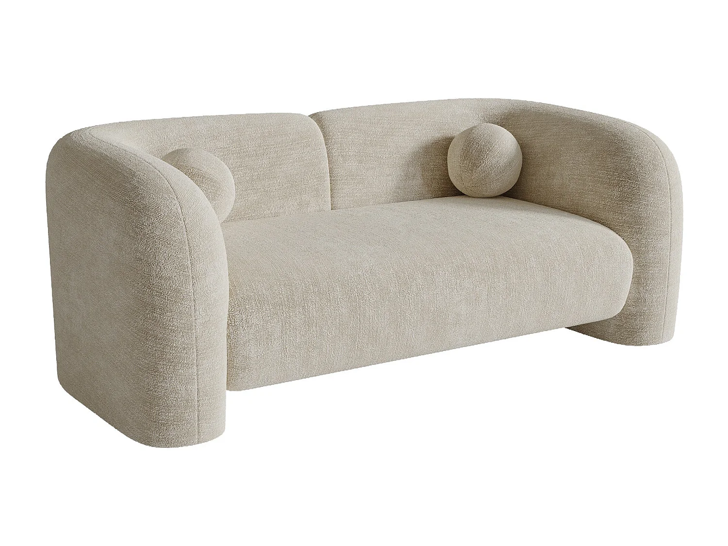 Canapé 2 places velours à motifs crème 168cm NOLA