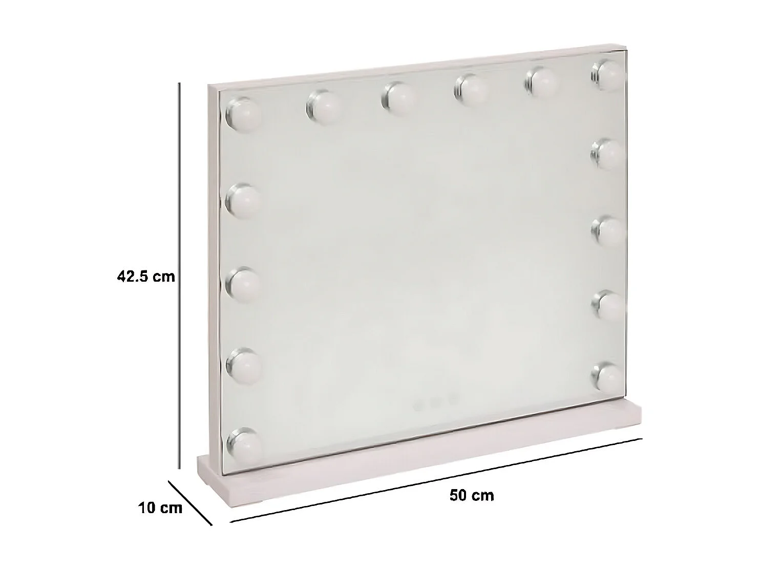 Miroir avec éclairage 14 LED écran tactile coloris Blanc -Longueur 50 x Profondeur 10 x Hauteur 42.5 cm