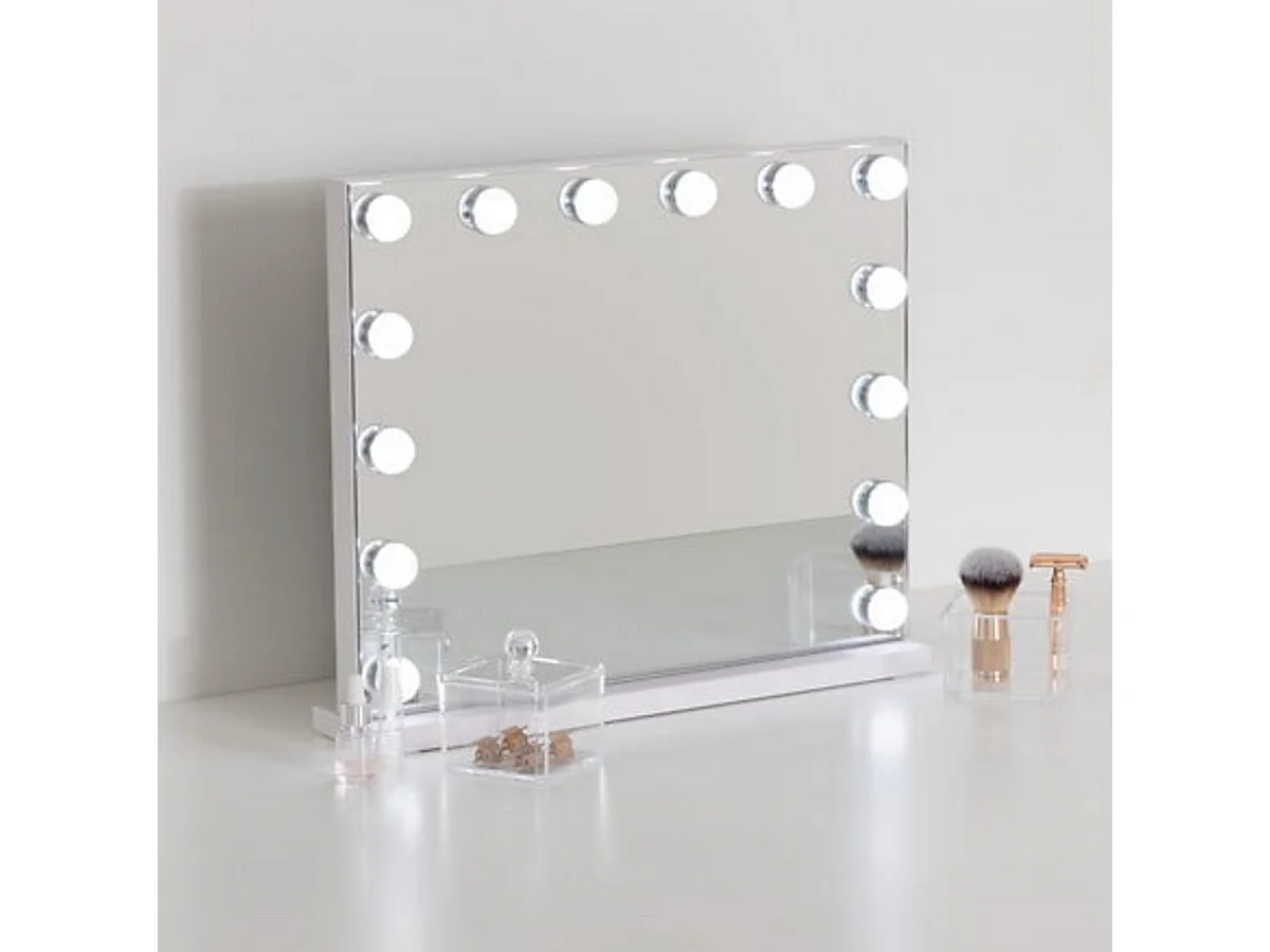 Miroir avec éclairage 14 LED écran tactile coloris Blanc -Longueur 50 x Profondeur 10 x Hauteur 42.5 cm
