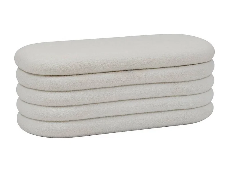 Banc coffre rembourré en bouclette coloris Blanc - Longueur 110 x Profondeur 46 x Hauteur 40,5 cm