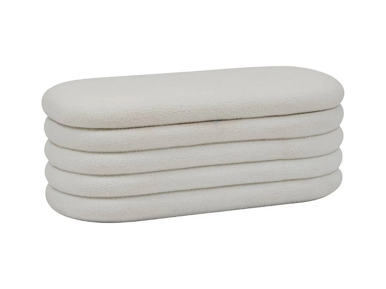 Banc coffre rembourré en bouclette coloris Blanc - Longueur 110 x Profondeur 46 x Hauteur 40,5 cm