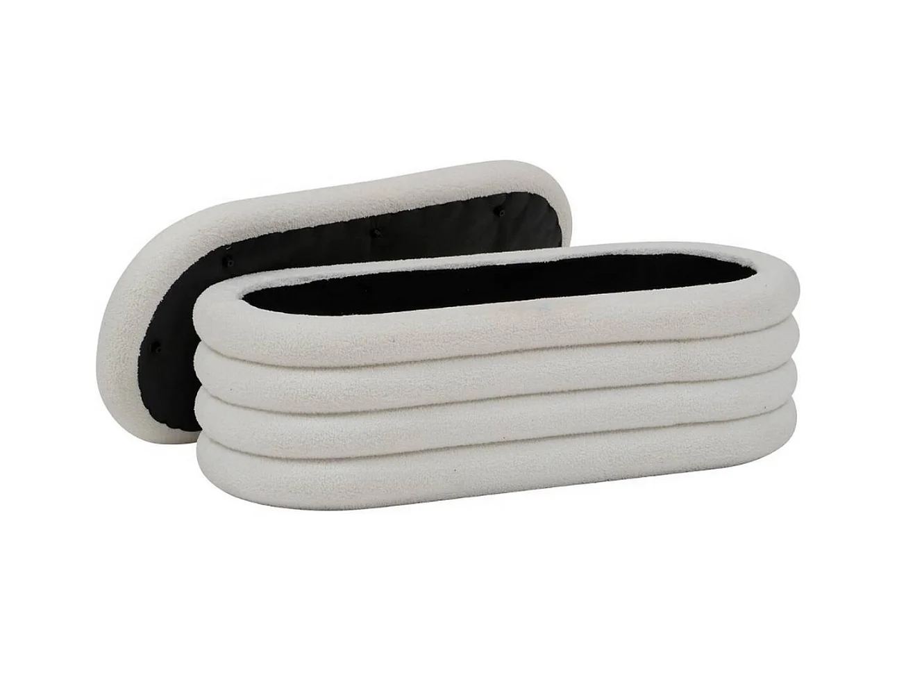 Banc coffre rembourré en bouclette coloris Blanc - Longueur 110 x Profondeur 46 x Hauteur 40,5 cm