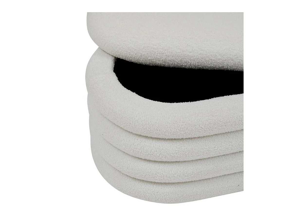 Banc coffre rembourré en bouclette coloris Blanc - Longueur 110 x Profondeur 46 x Hauteur 40,5 cm