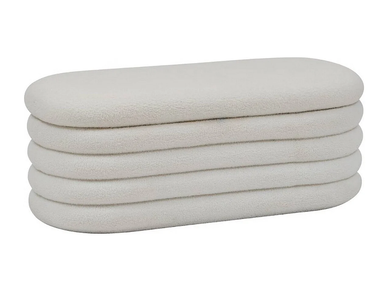 Banc coffre rembourré en bouclette coloris Blanc - Longueur 110 x Profondeur 46 x Hauteur 40,5 cm