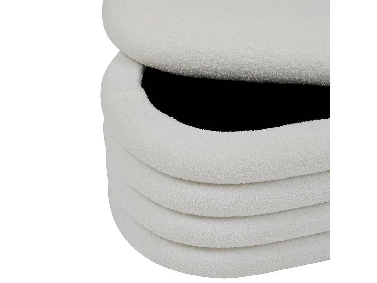 Banc coffre rembourré en bouclette coloris Blanc - Longueur 110 x Profondeur 46 x Hauteur 40,5 cm