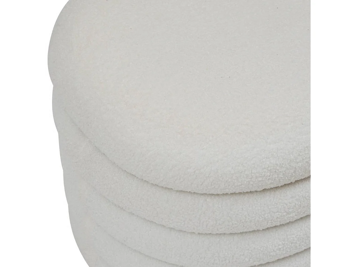 Banc coffre rembourré en bouclette coloris Blanc - Longueur 110 x Profondeur 46 x Hauteur 40,5 cm