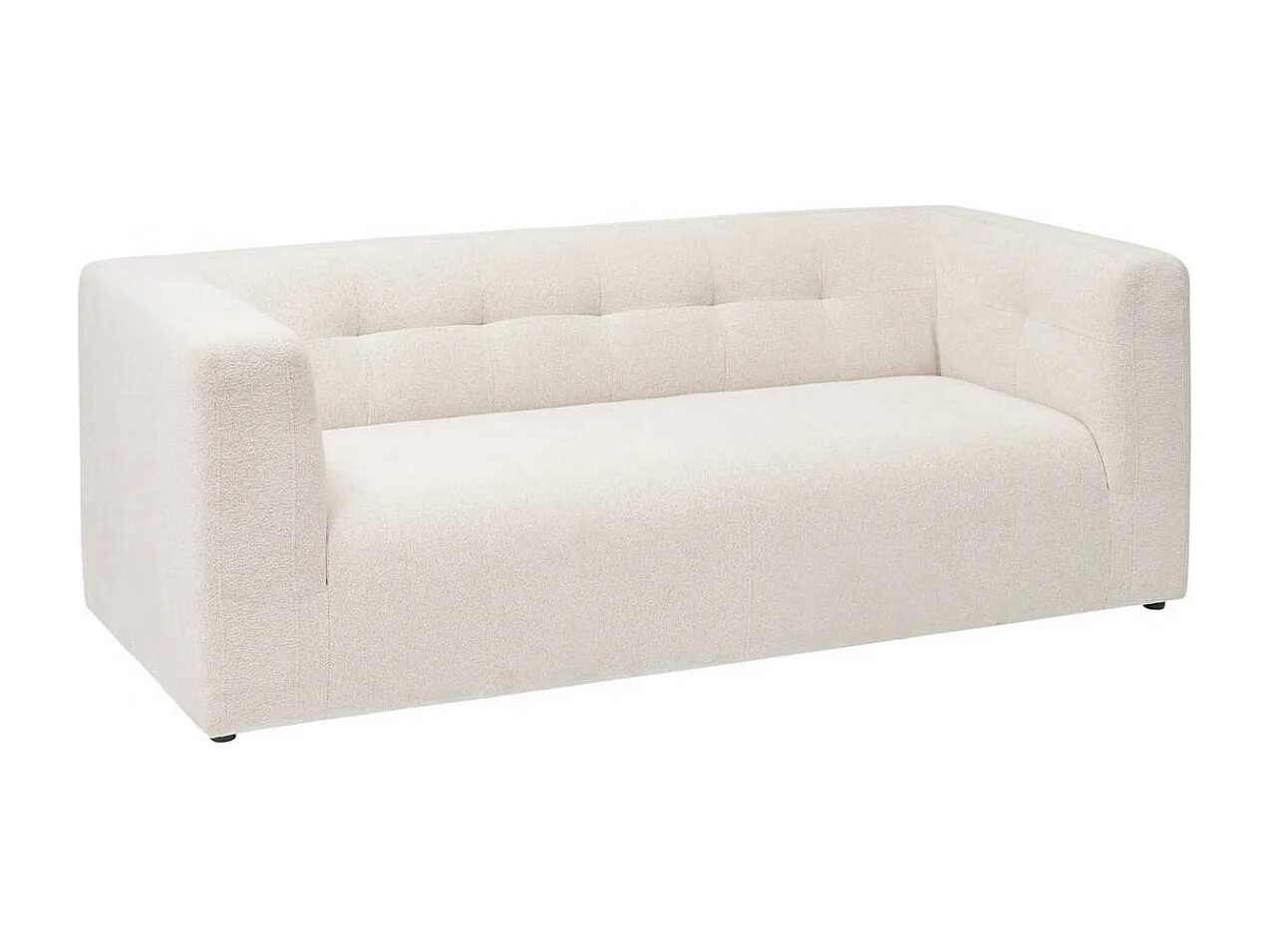 Canapé 3 places Sofa Fauteuil coloris ivoire - Longueur 203 x Profondeur 90 x Hauteur 71 cm