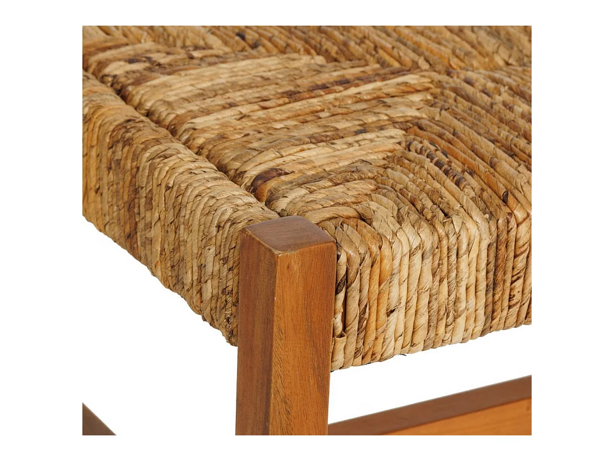 Banc bout de lit en paille tressé et structure en bois - Longueur 102 x Profondeur 38 x Hauteur 46 cm