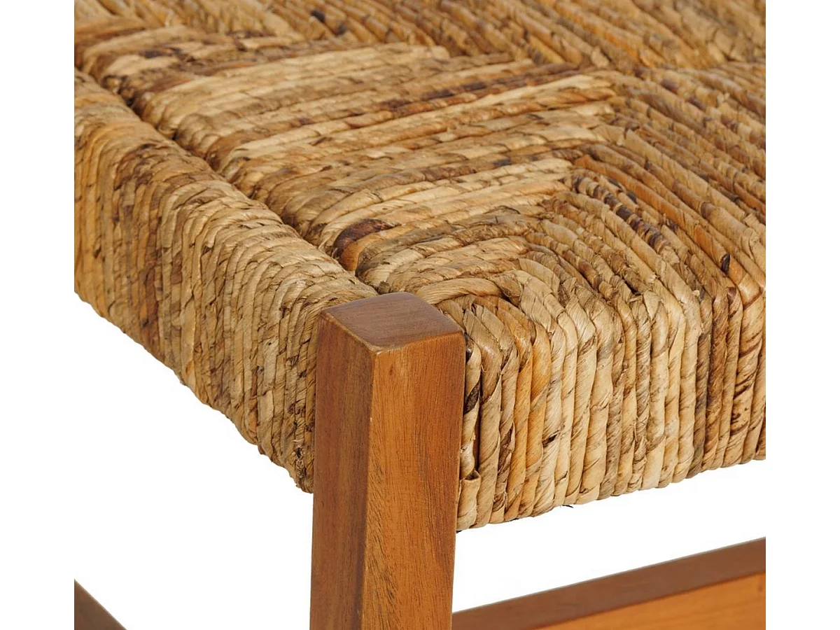 Banc bout de lit en paille tressé et structure en bois - Longueur 102 x Profondeur 38 x Hauteur 46 cm