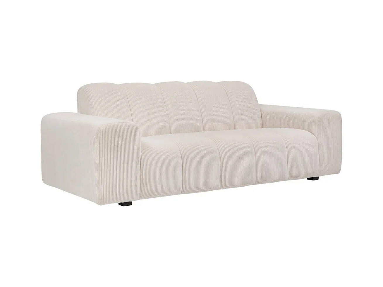 Canapé 3 places Sofa Fauteuil coloris ivoire - Longueur 212 x Profondeur 97 x Hauteur 76 cm