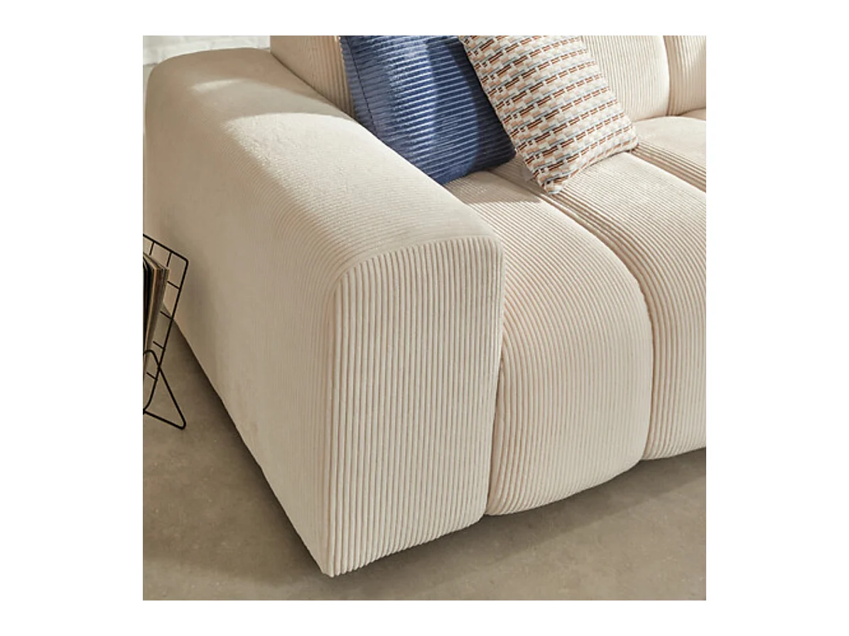 Canapé 3 places Sofa Fauteuil coloris ivoire - Longueur 212 x Profondeur 97 x Hauteur 76 cm