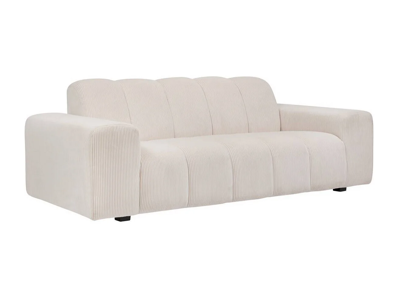 Canapé 3 places Sofa Fauteuil coloris ivoire - Longueur 212 x Profondeur 97 x Hauteur 76 cm