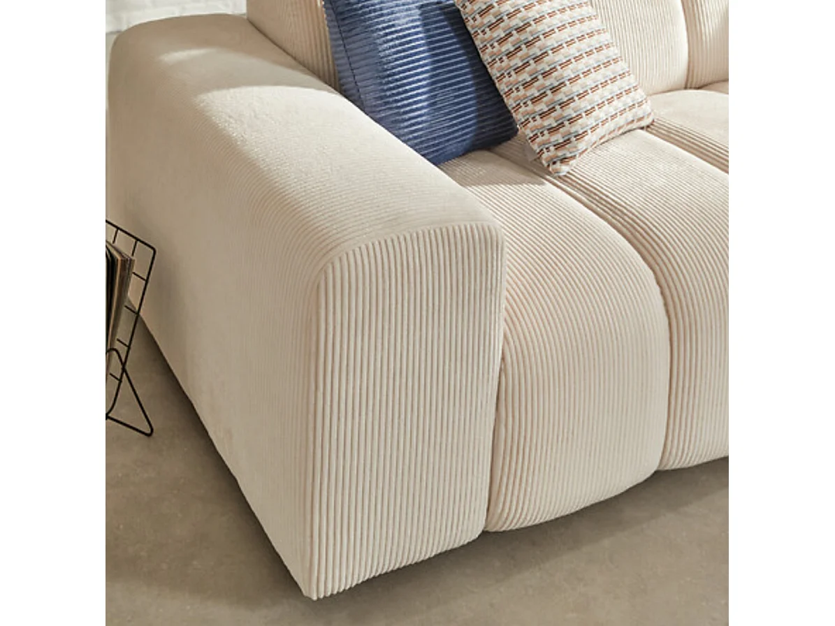 Canapé 3 places Sofa Fauteuil coloris ivoire - Longueur 212 x Profondeur 97 x Hauteur 76 cm