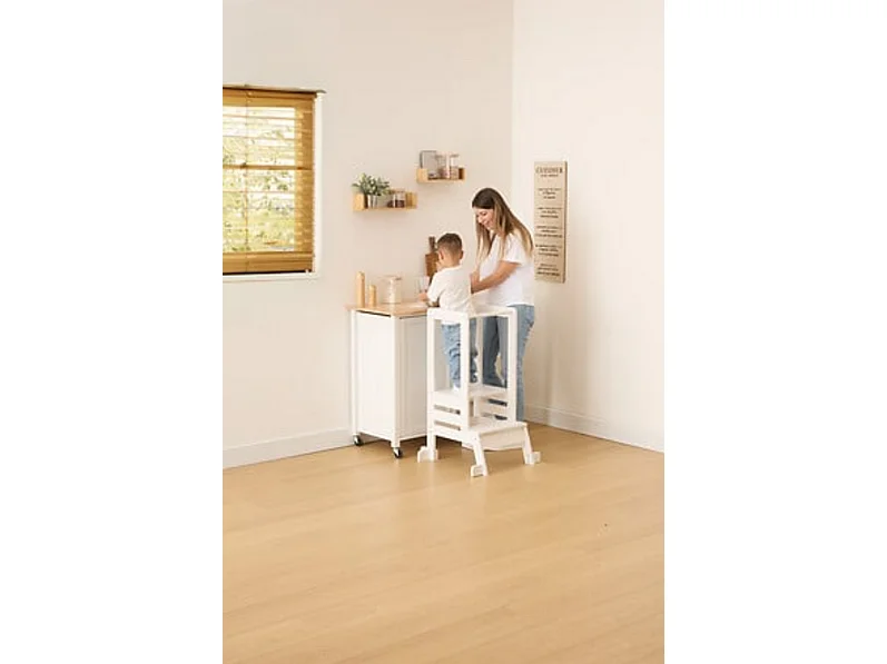 Tour d'apprentissage pour enfant Tour d'observation coloris blanc -Longueur 59,5 x Profondeur 53,5 x Hauteur 90 cm