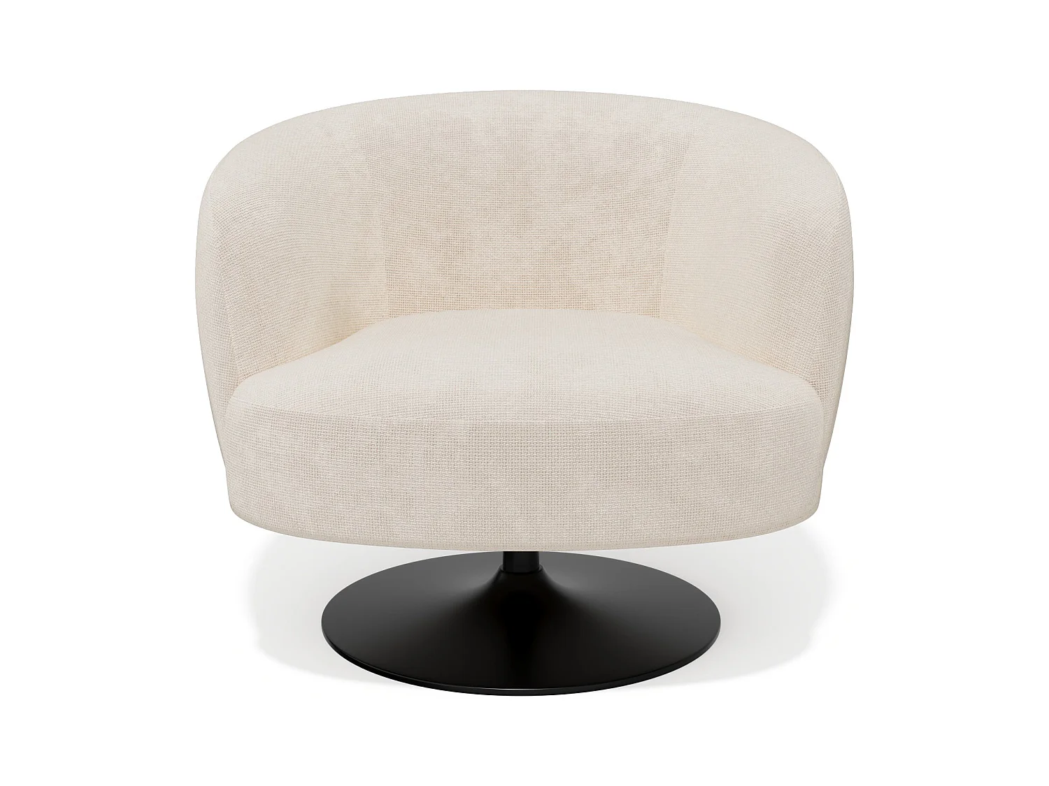 Fauteuil pivotant velours chenillé crème OSKA