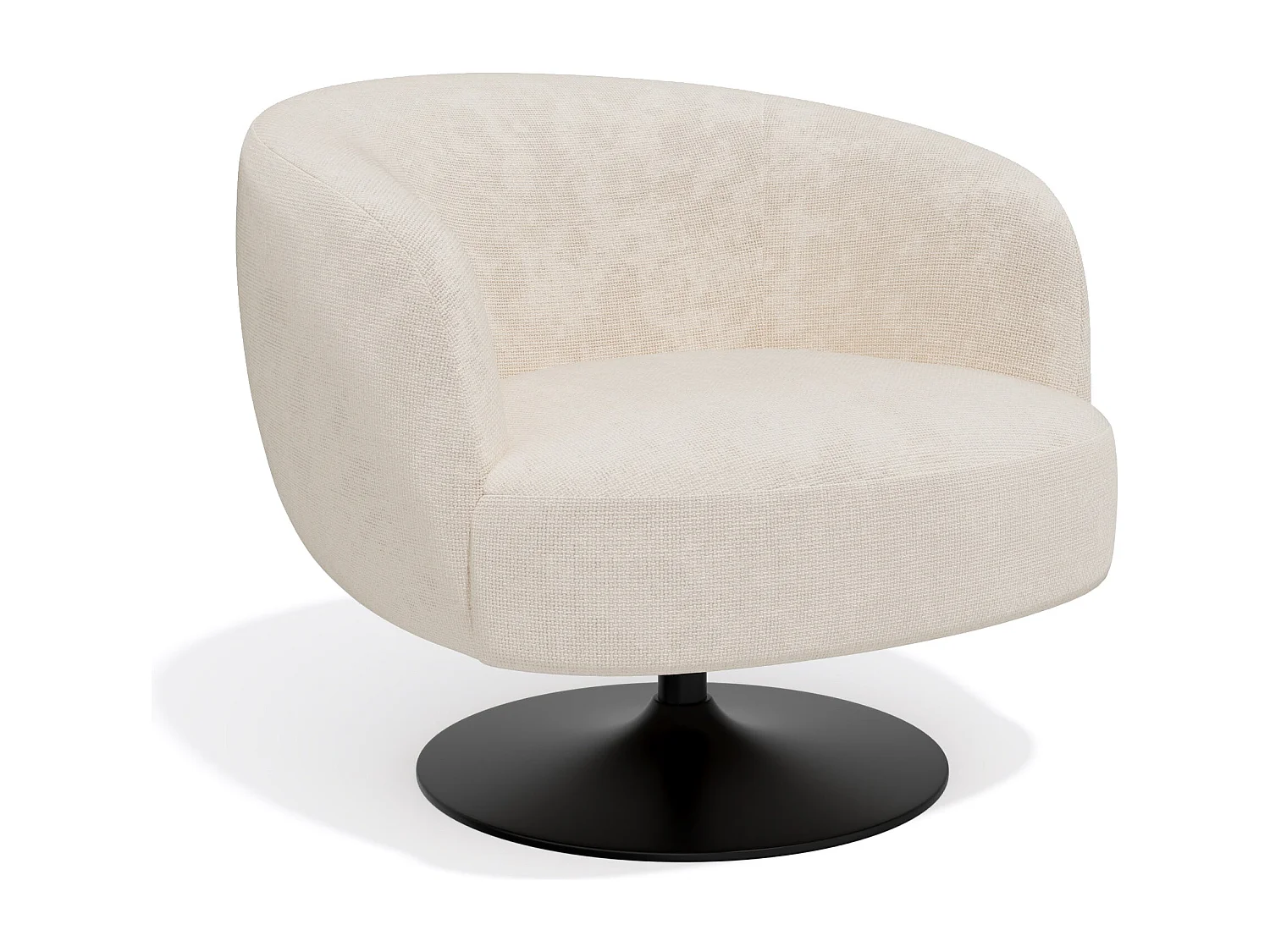 Fauteuil de salon pivotant OSKA en velours chenillé crème