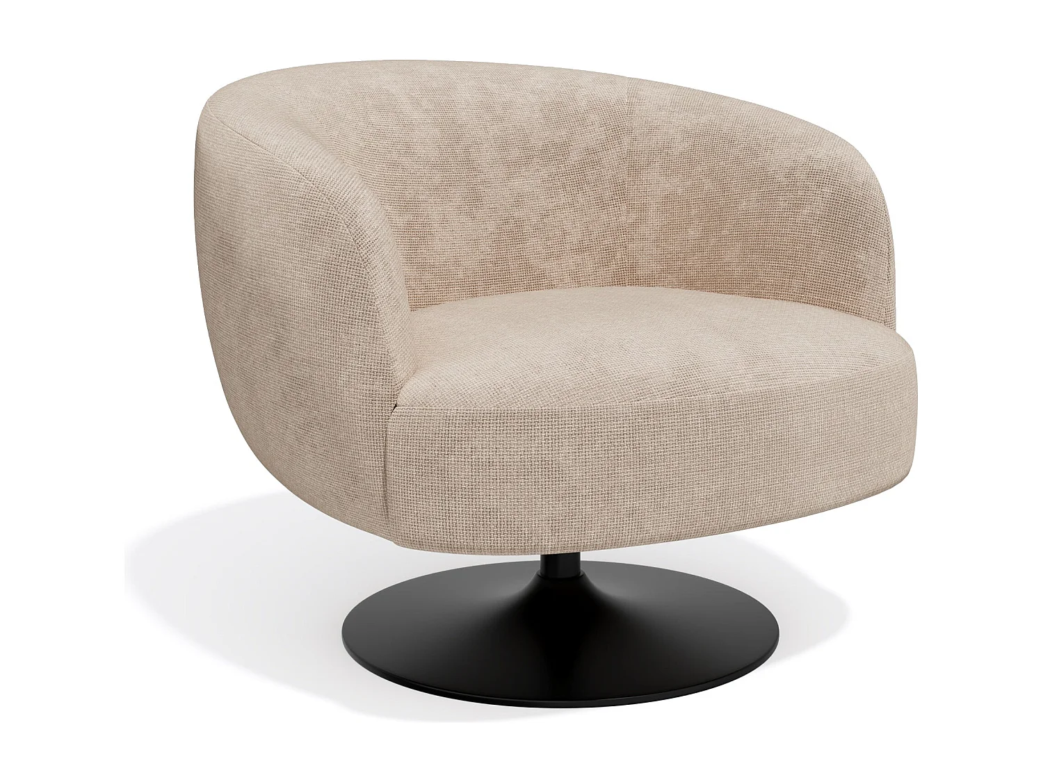 Fauteuil de salon pivotant OSKA en velours chenillé beige foncé