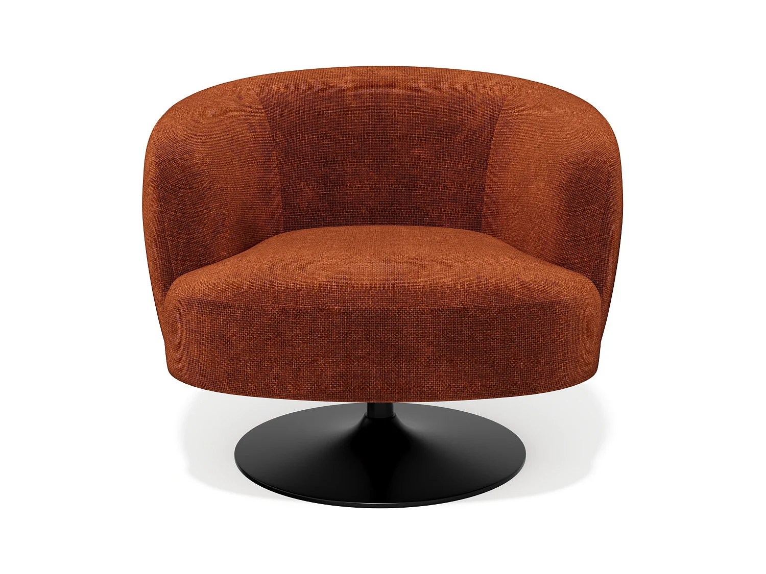 Fauteuil pivotant velours chenillé terracotta OSKA