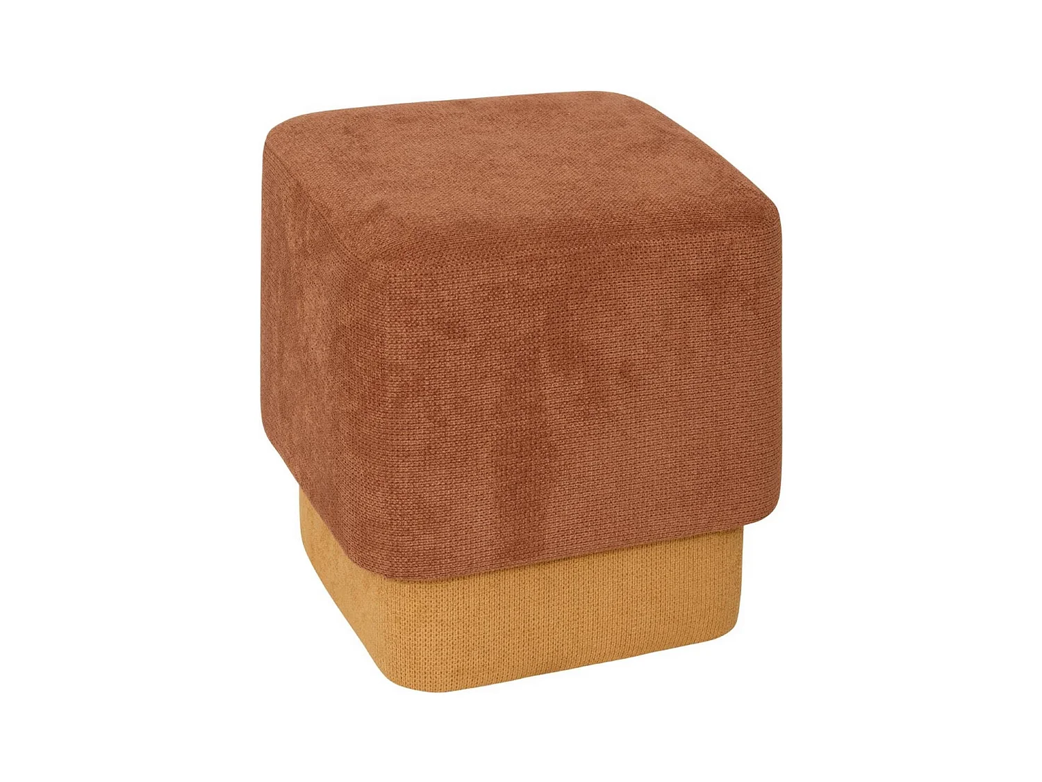 Lot de 2 Poufs carrés empilables coloris ambre et ocre - Longueur 41 x Profondeur 41 x Hauteur 42 cm