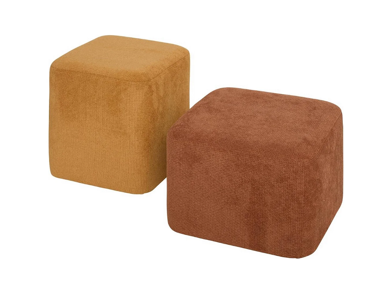 Lot de 2 Poufs carrés empilables coloris ambre et ocre - Longueur 41 x Profondeur 41 x Hauteur 42 cm