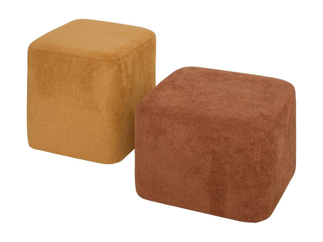 Lot de 2 Poufs carrés empilables coloris ambre et ocre - Longueur 41 x Profondeur 41 x Hauteur 42 cm