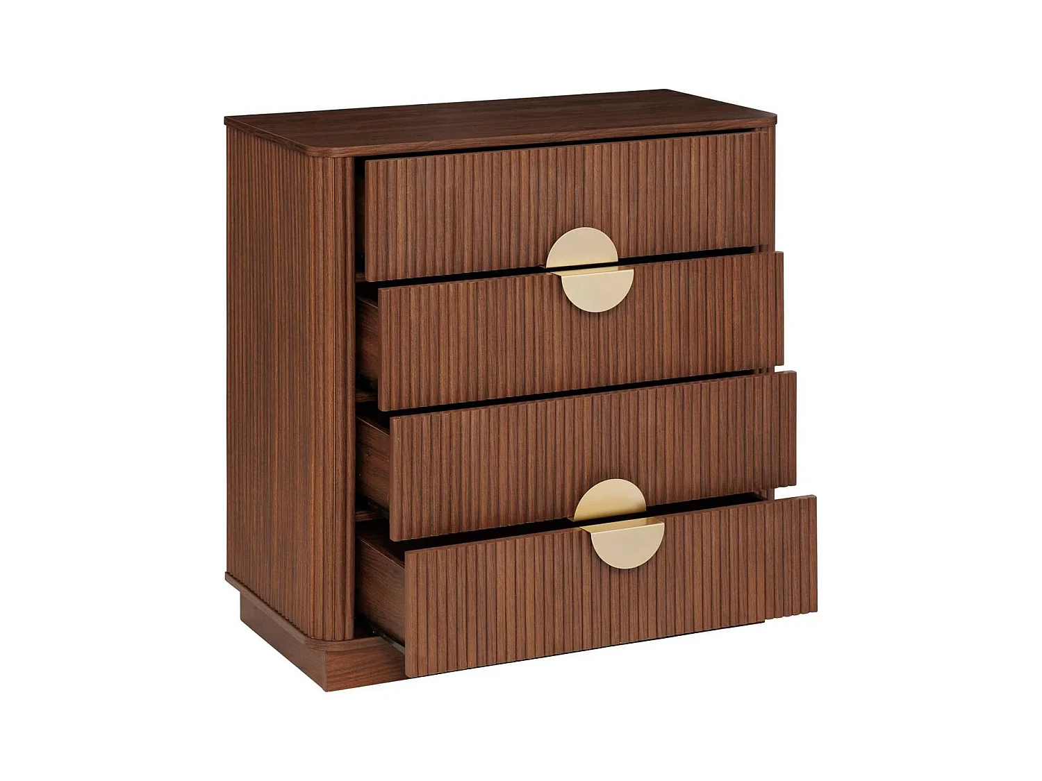 Commode de 4 tiroirs coloris noyer - Longueur 62,5 x Profondeur 29 x Hauteur 11,2 cm