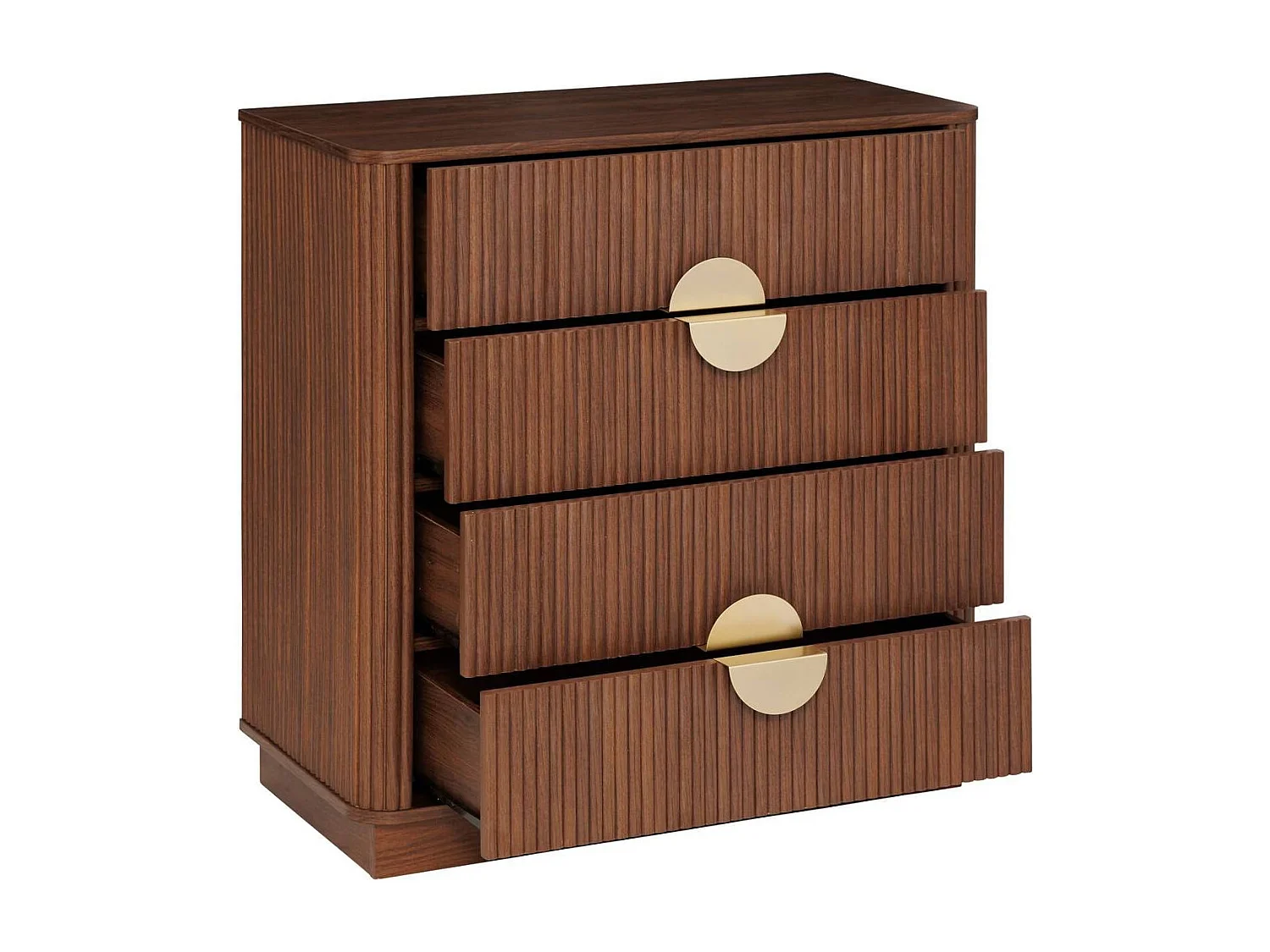 Commode de 4 tiroirs coloris noyer - Longueur 62,5 x Profondeur 29 x Hauteur 11,2 cm