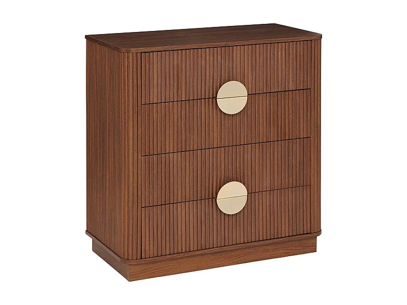 Commode de 4 tiroirs coloris noyer - Longueur 62,5 x Profondeur 29 x Hauteur 11,2 cm