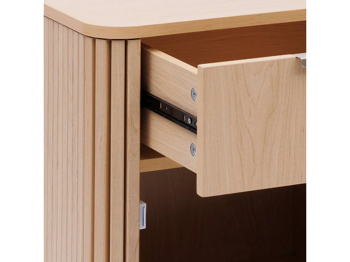 Meuble bas salle de bain, 1 porte et 1 tiroir effet bois clair - Longueur 45 x largeur 30 x Hauteur 80 cm