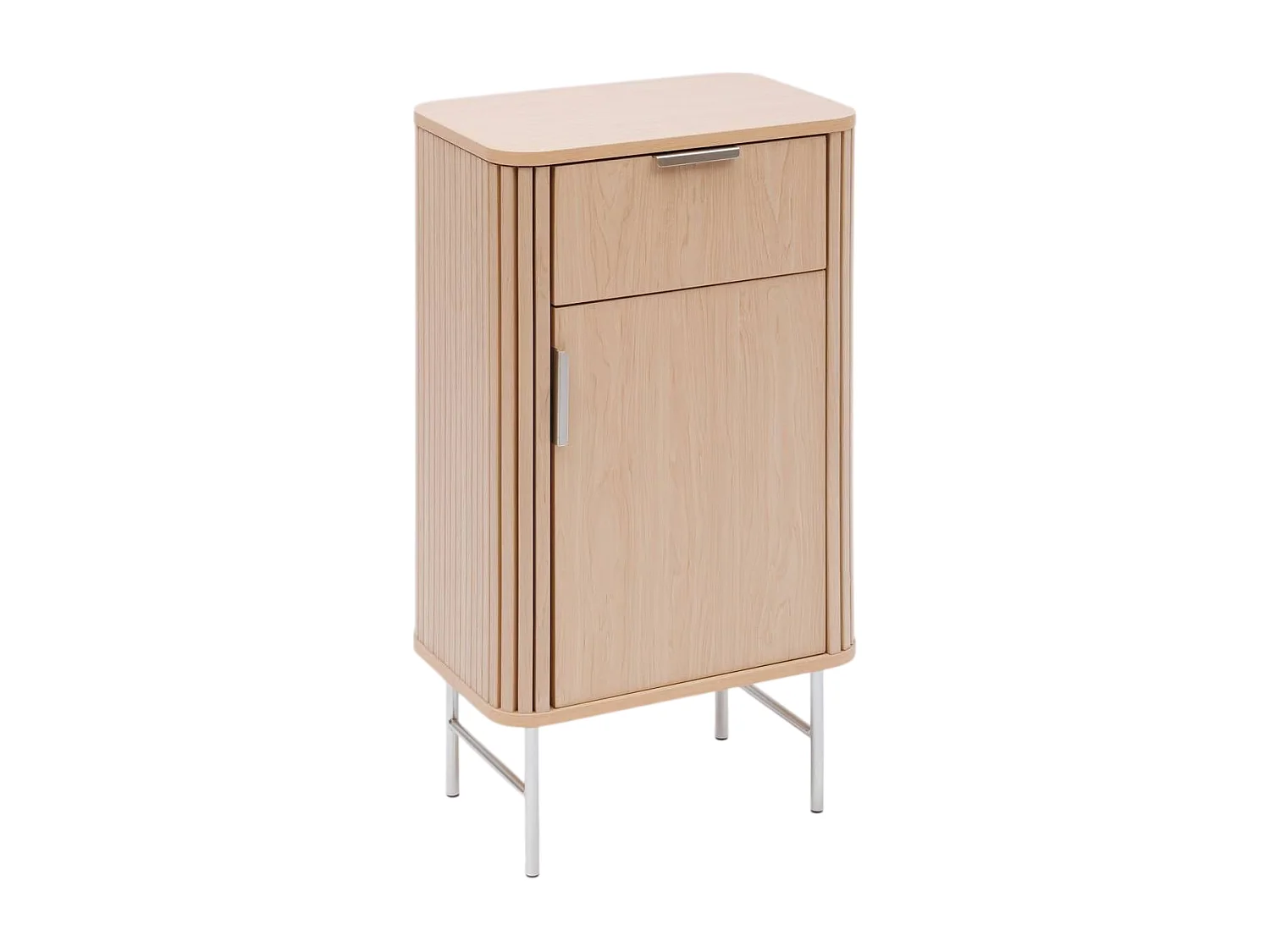 Meuble bas salle de bain, 1 porte et 1 tiroir effet bois clair - Longueur 45 x largeur 30 x Hauteur 80 cm