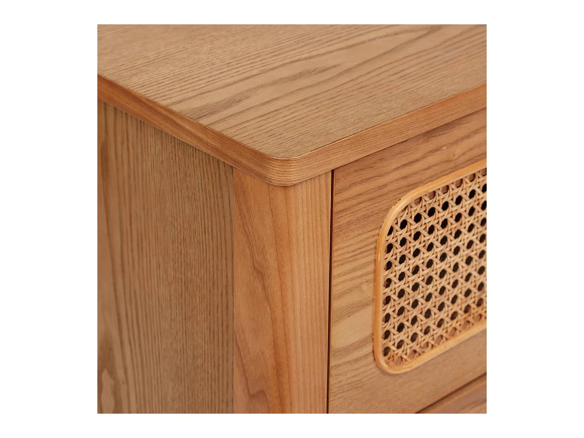 Commode meuble de rangement de 3 tiroirs en rotin - Longueur 90 x Profondeur 45 x Hauteur 85 cm