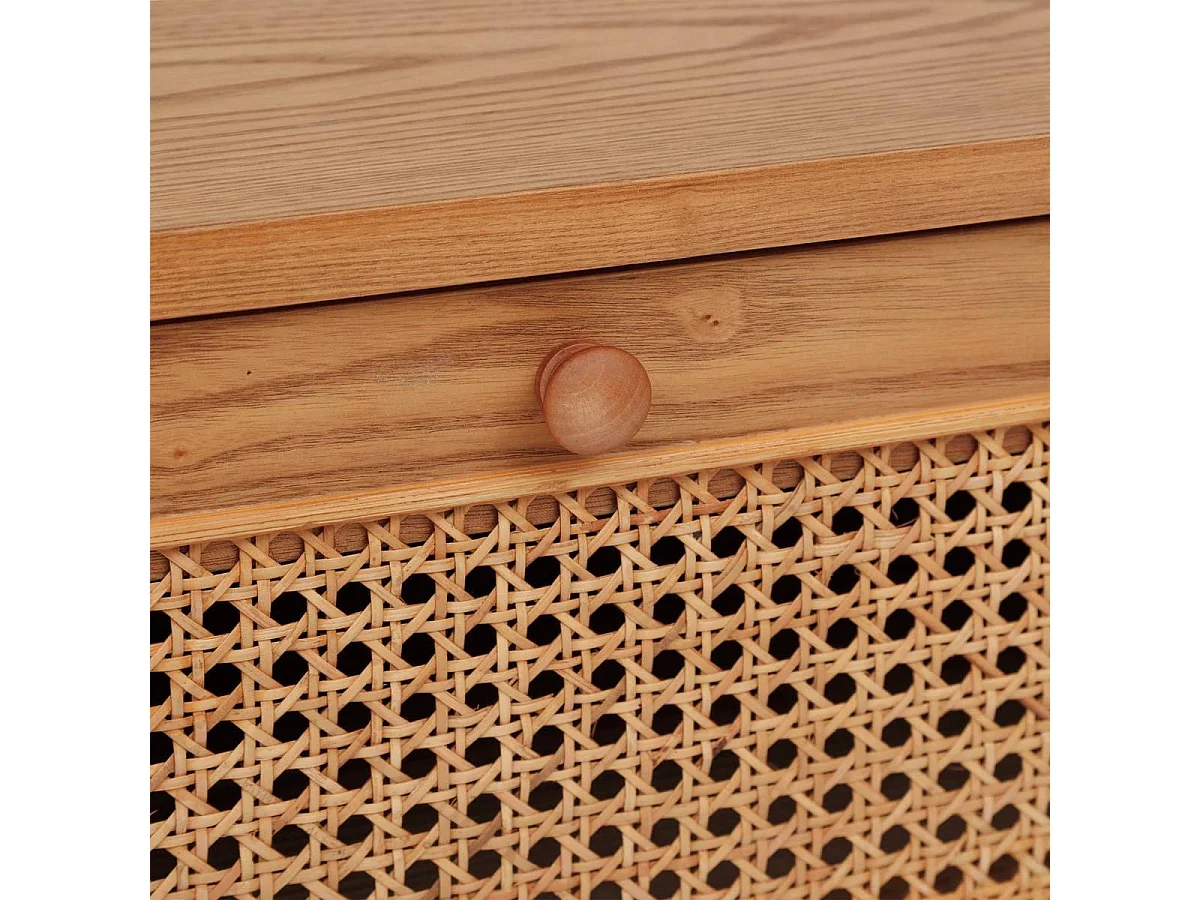 Commode meuble de rangement de 3 tiroirs en rotin - Longueur 90 x Profondeur 45 x Hauteur 85 cm