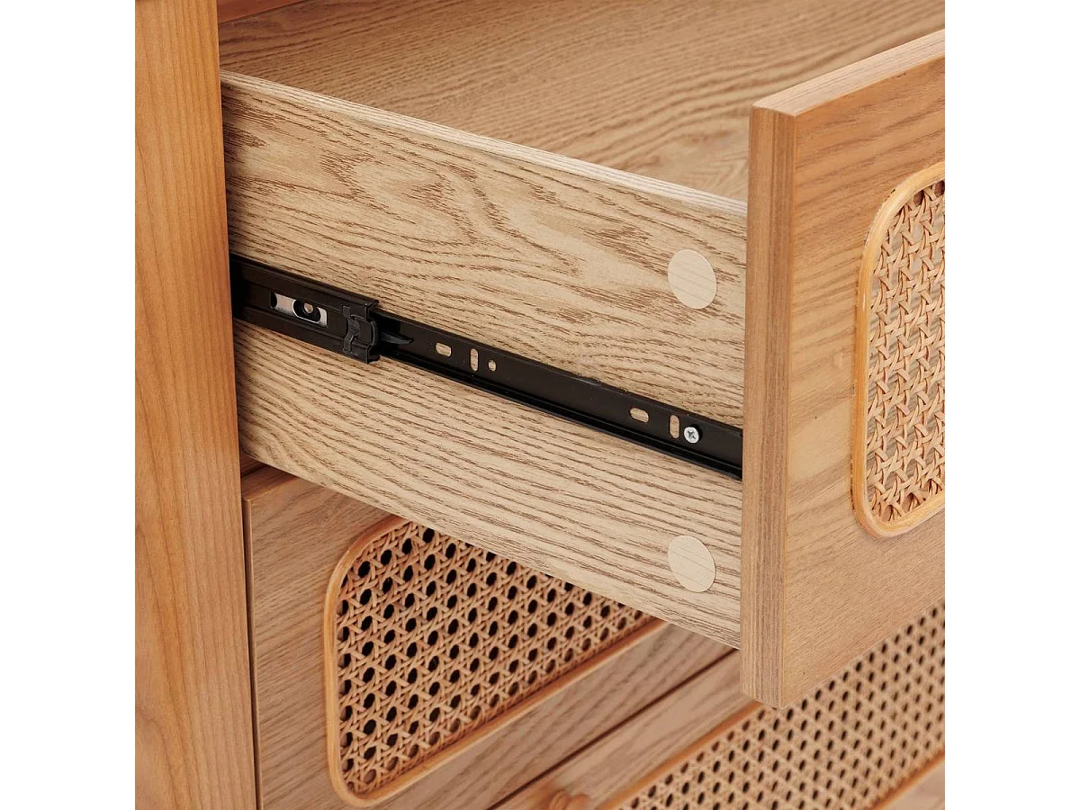 Commode meuble de rangement de 3 tiroirs en rotin - Longueur 90 x Profondeur 45 x Hauteur 85 cm