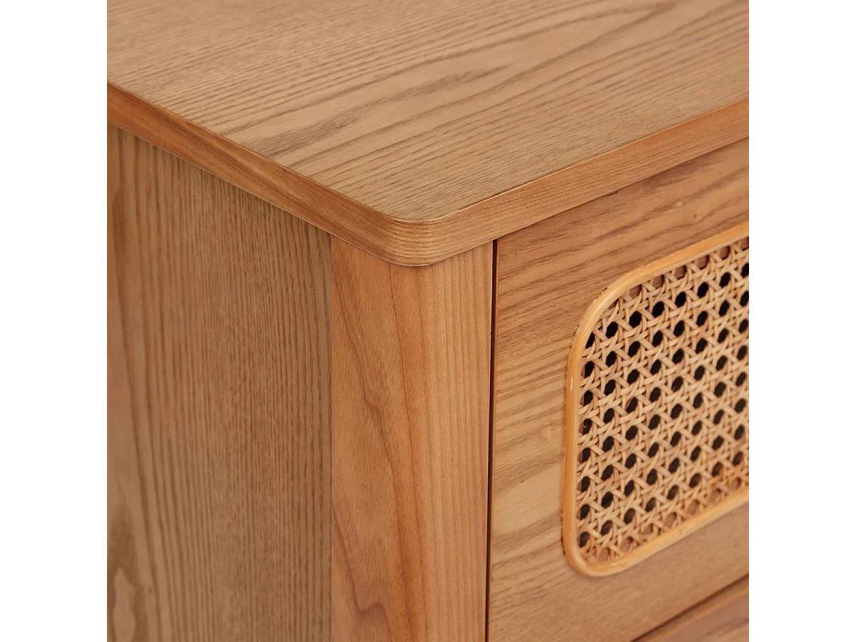 Commode meuble de rangement de 3 tiroirs en rotin - Longueur 90 x Profondeur 45 x Hauteur 85 cm