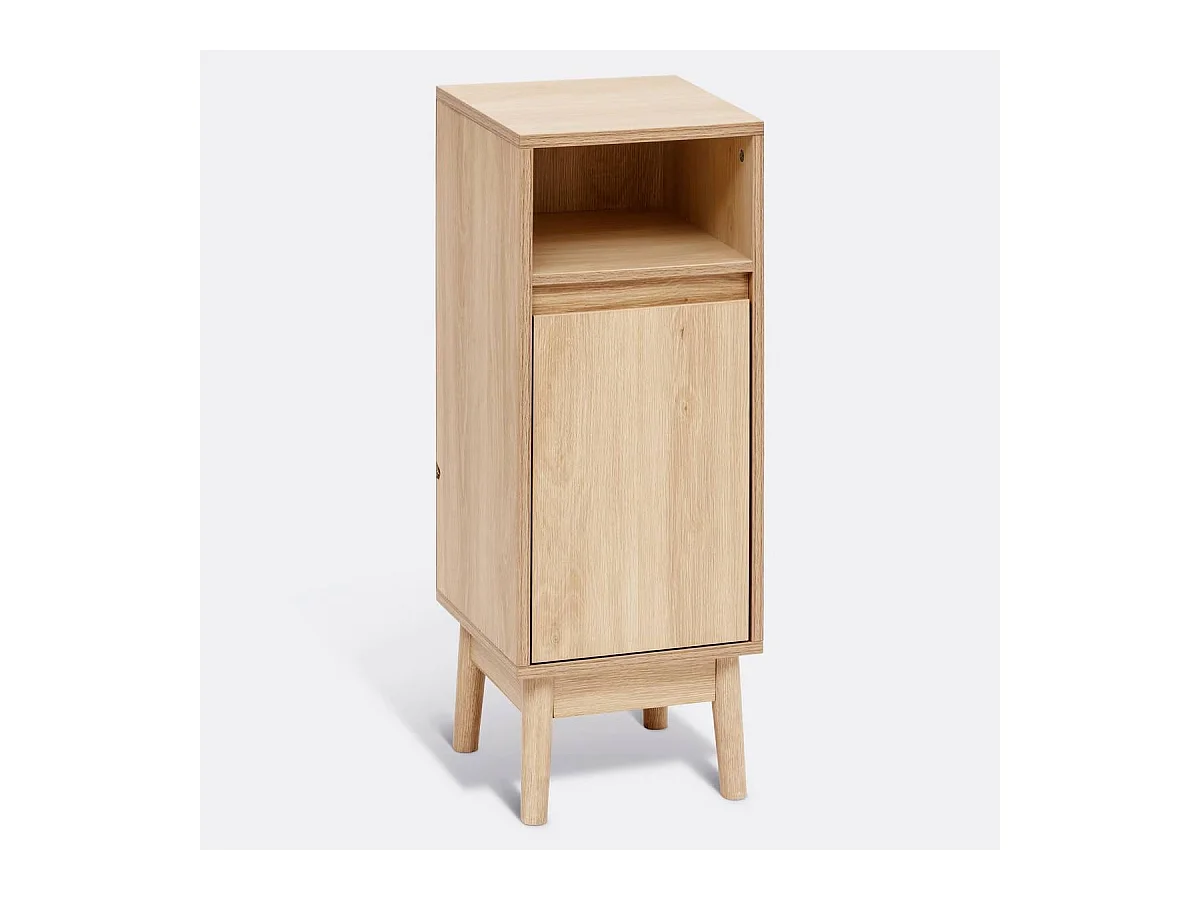 Meuble bas SDB, 1 porte coloris effet bois clair - Longueur 30 x largeur 30 x Hauteur 80 cm