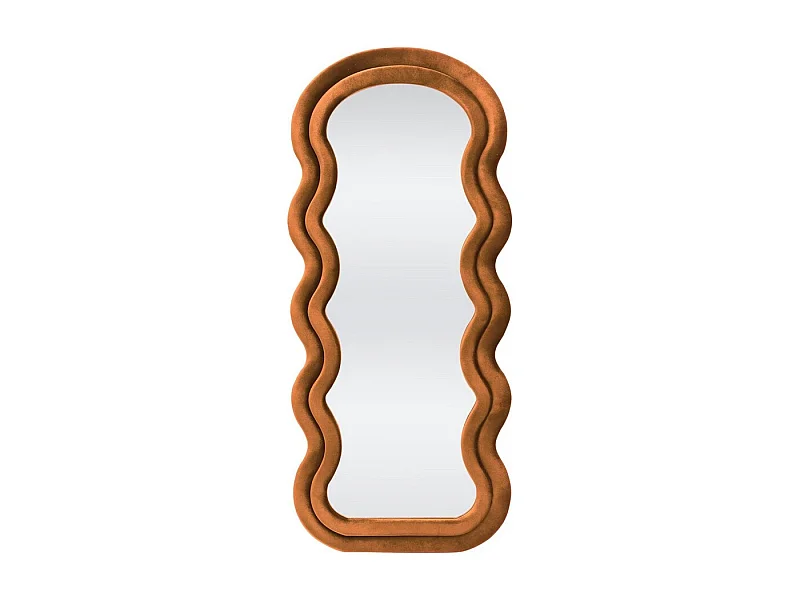 Miroir contemporain avec encadrement en velours cannelle WAVY
