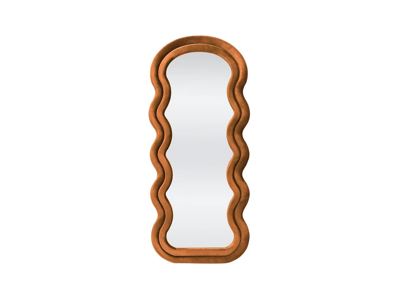 Miroir contemporain avec encadrement en velours cannelle WAVY
