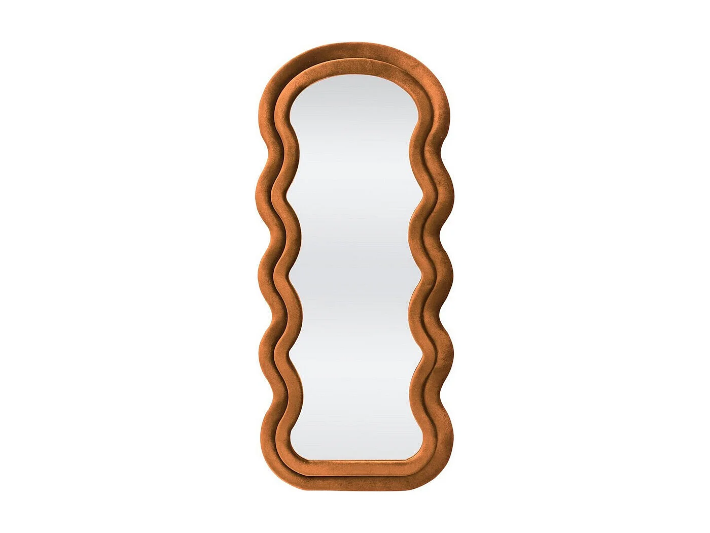 Miroir contemporain avec encadrement en velours cannelle WAVY