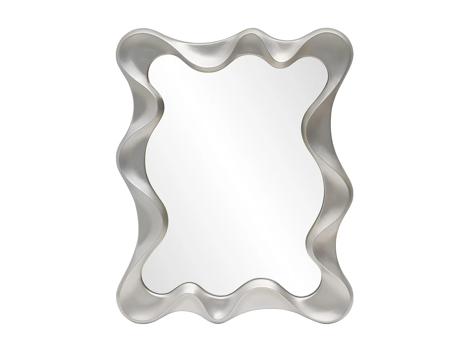 Miroir mural moderne couleur argent 90 x 70 cm OVIDE