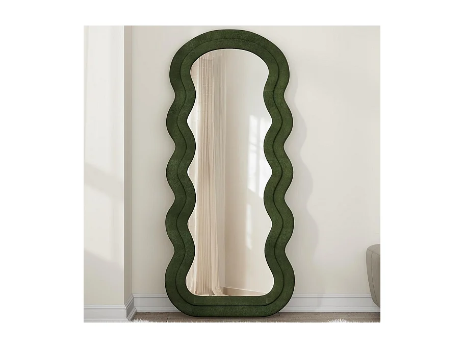 Miroir moderne avec encadrement vert olive en forme de vagues WAVY
