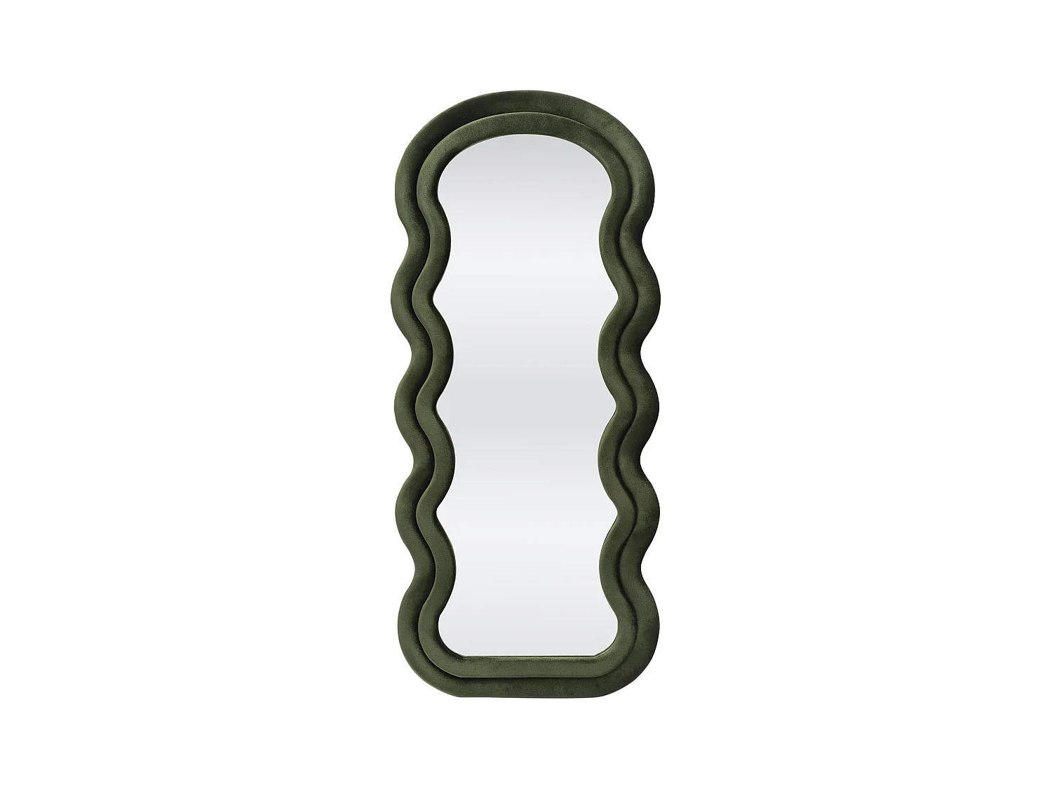 Miroir moderne avec encadrement vert olive en forme de vagues WAVY