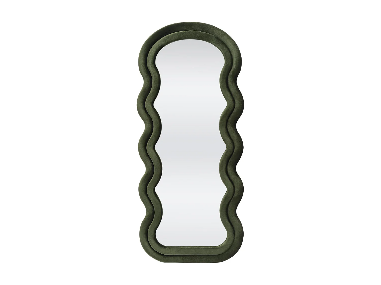 Miroir moderne avec encadrement vert olive en forme de vagues WAVY