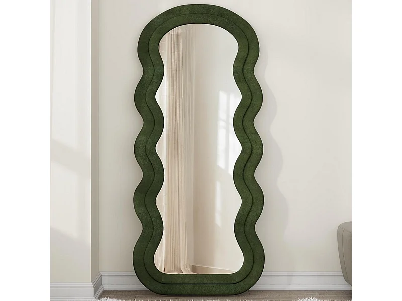 Miroir moderne avec encadrement vert olive en forme de vagues WAVY