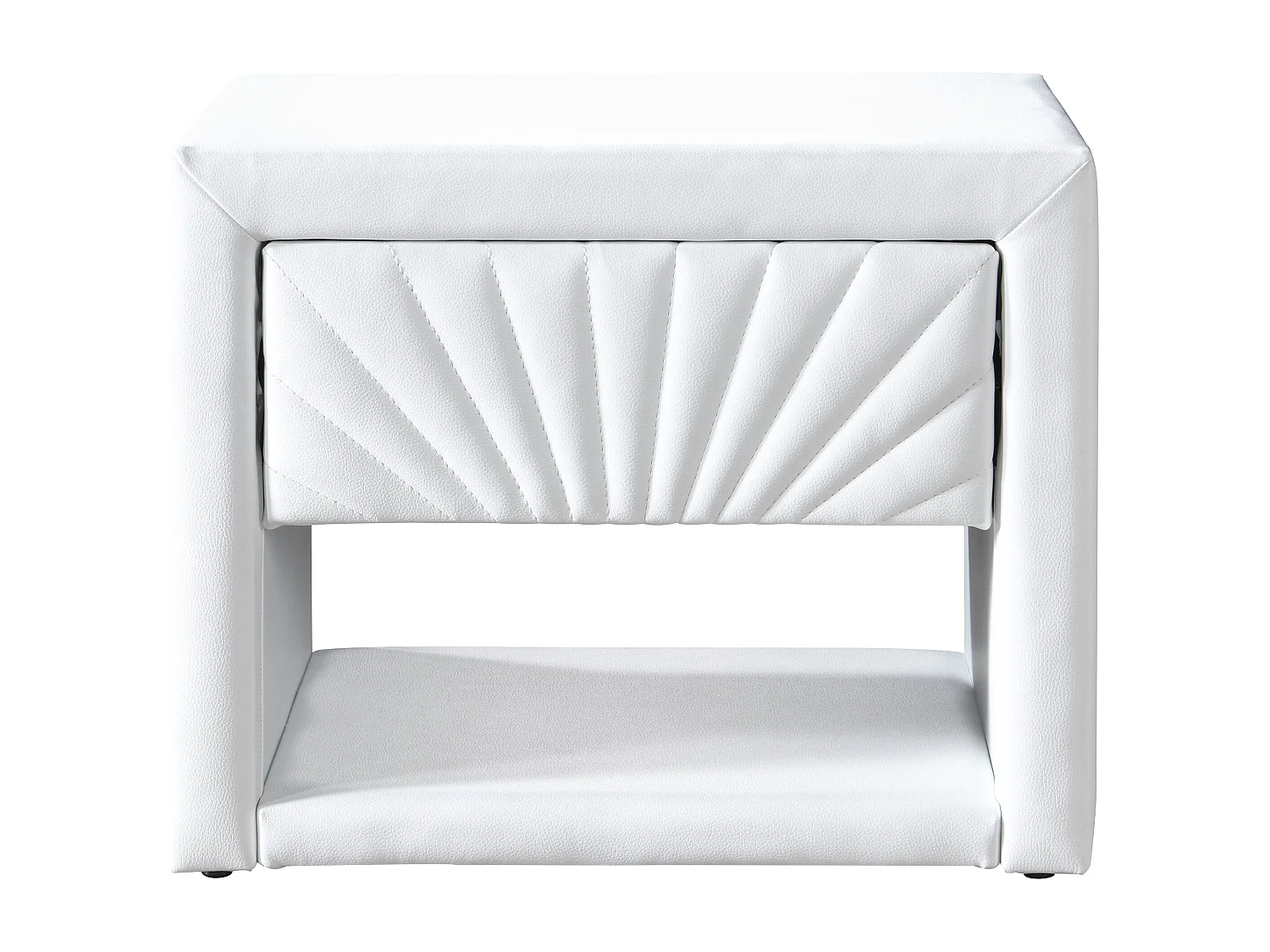 Lot de 2 tables de chevet - 1 tiroir et 1 niche - Simili - Blanc - ULAMI